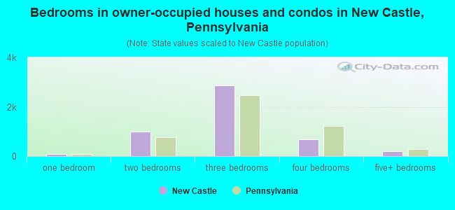 Bedrooms in owner-occupied houses and condos in New Castle, Pennsylvania