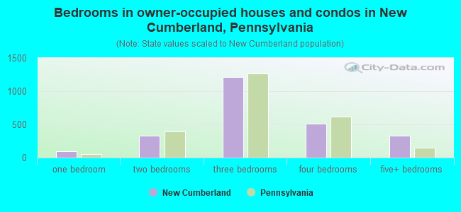 Bedrooms in owner-occupied houses and condos in New Cumberland, Pennsylvania