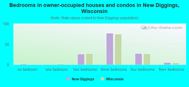 Bedrooms in owner-occupied houses and condos in New Diggings, Wisconsin