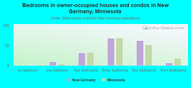 Bedrooms in owner-occupied houses and condos in New Germany, Minnesota