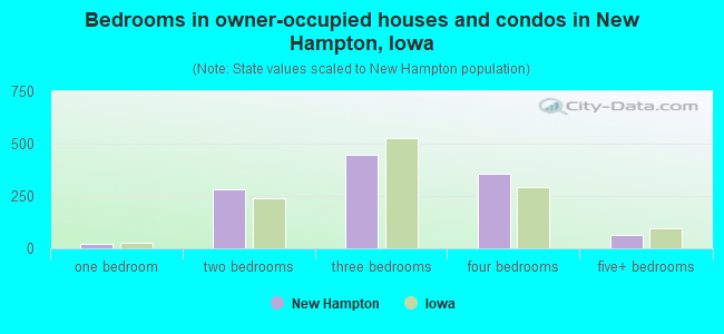 Bedrooms in owner-occupied houses and condos in New Hampton, Iowa