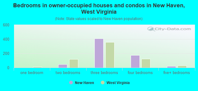 Bedrooms in owner-occupied houses and condos in New Haven, West Virginia