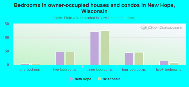 Bedrooms in owner-occupied houses and condos in New Hope, Wisconsin