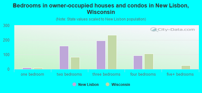 Bedrooms in owner-occupied houses and condos in New Lisbon, Wisconsin
