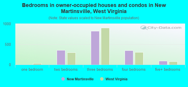 Bedrooms in owner-occupied houses and condos in New Martinsville, West Virginia