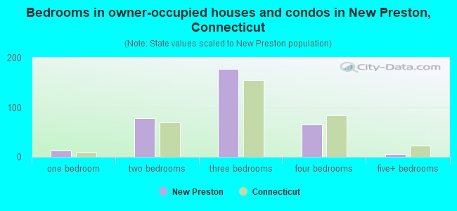 Bedrooms in owner-occupied houses and condos in New Preston, Connecticut
