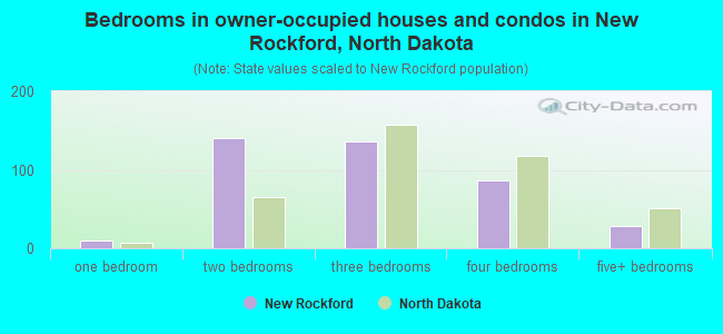 Bedrooms in owner-occupied houses and condos in New Rockford, North Dakota