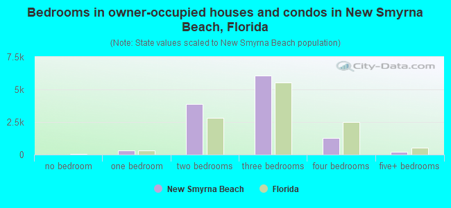 Bedrooms in owner-occupied houses and condos in New Smyrna Beach, Florida