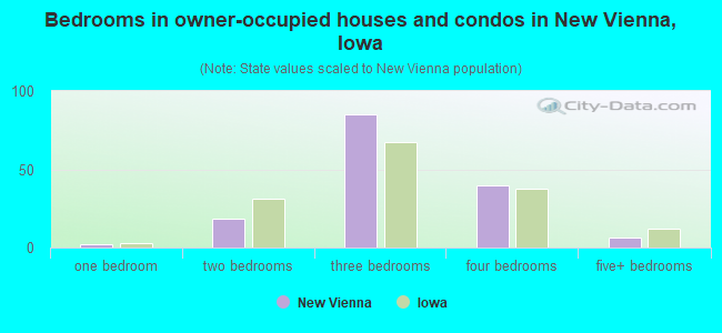 Bedrooms in owner-occupied houses and condos in New Vienna, Iowa