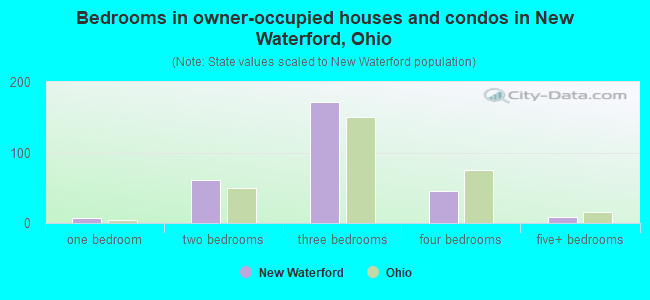 Bedrooms in owner-occupied houses and condos in New Waterford, Ohio