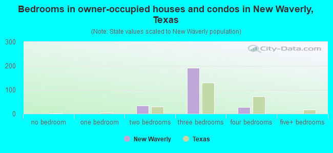 Bedrooms in owner-occupied houses and condos in New Waverly, Texas