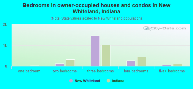 Bedrooms in owner-occupied houses and condos in New Whiteland, Indiana