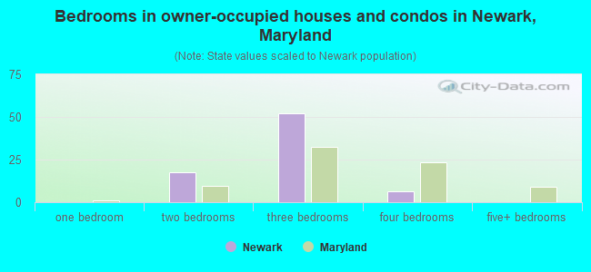 Bedrooms in owner-occupied houses and condos in Newark, Maryland