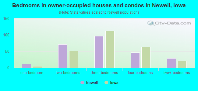 Bedrooms in owner-occupied houses and condos in Newell, Iowa