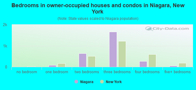 Bedrooms in owner-occupied houses and condos in Niagara, New York
