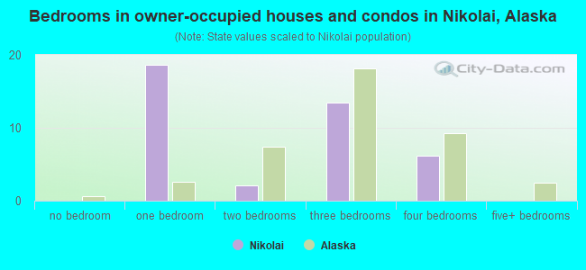 Bedrooms in owner-occupied houses and condos in Nikolai, Alaska