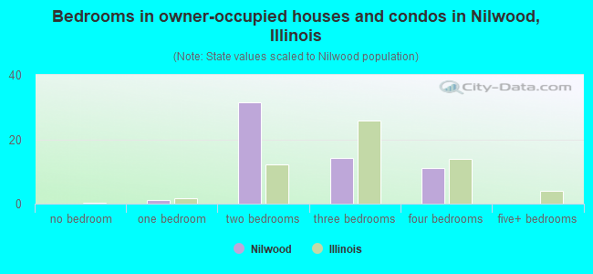 Bedrooms in owner-occupied houses and condos in Nilwood, Illinois
