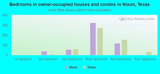 Bedrooms in owner-occupied houses and condos in Nixon, Texas
