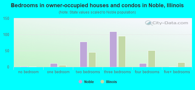 Bedrooms in owner-occupied houses and condos in Noble, Illinois