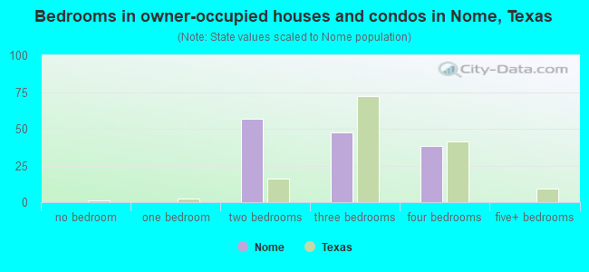 Bedrooms in owner-occupied houses and condos in Nome, Texas