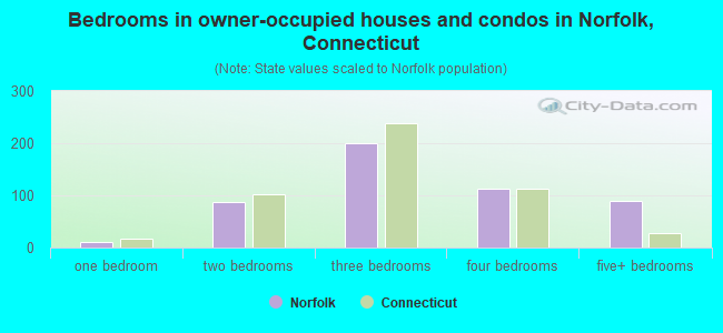 Bedrooms in owner-occupied houses and condos in Norfolk, Connecticut