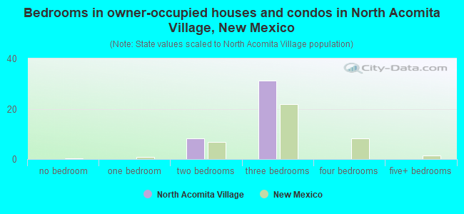 Bedrooms in owner-occupied houses and condos in North Acomita Village, New Mexico