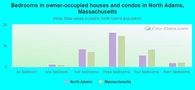 Bedrooms in owner-occupied houses and condos in North Adams, Massachusetts