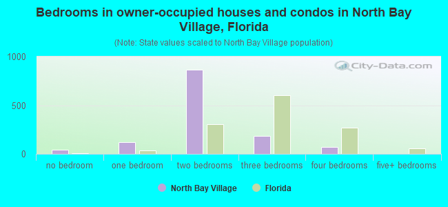 Bedrooms in owner-occupied houses and condos in North Bay Village, Florida
