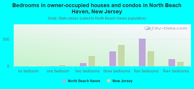 Bedrooms in owner-occupied houses and condos in North Beach Haven, New Jersey