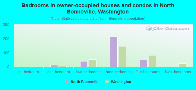 Bedrooms in owner-occupied houses and condos in North Bonneville, Washington