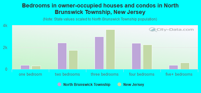 Bedrooms in owner-occupied houses and condos in North Brunswick Township, New Jersey