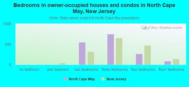 Bedrooms in owner-occupied houses and condos in North Cape May, New Jersey