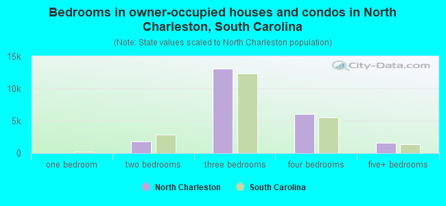 Bedrooms in owner-occupied houses and condos in North Charleston, South Carolina