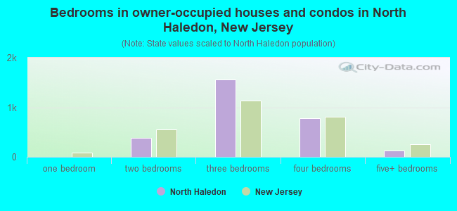 Bedrooms in owner-occupied houses and condos in North Haledon, New Jersey