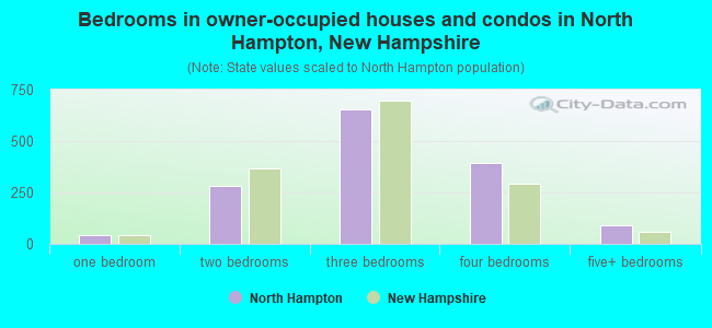 Bedrooms in owner-occupied houses and condos in North Hampton, New Hampshire