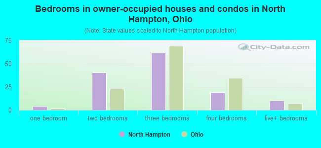 Bedrooms in owner-occupied houses and condos in North Hampton, Ohio