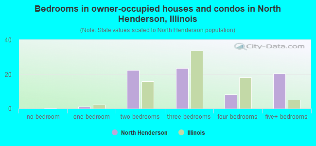 Bedrooms in owner-occupied houses and condos in North Henderson, Illinois