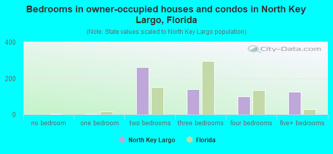 Bedrooms in owner-occupied houses and condos in North Key Largo, Florida