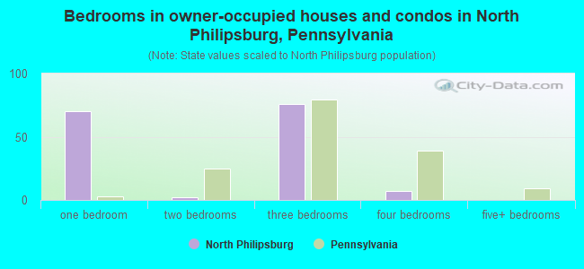 Bedrooms in owner-occupied houses and condos in North Philipsburg, Pennsylvania