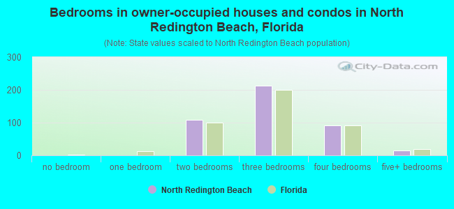 Bedrooms in owner-occupied houses and condos in North Redington Beach, Florida