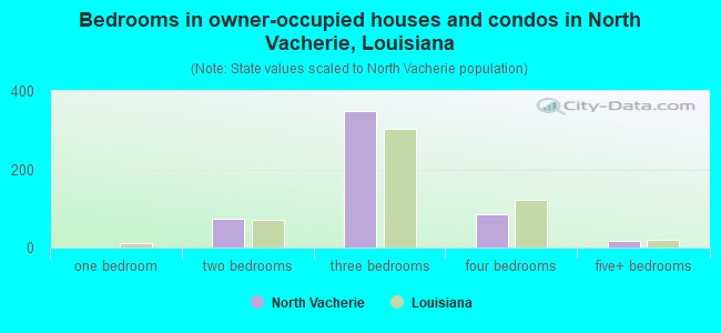 Bedrooms in owner-occupied houses and condos in North Vacherie, Louisiana