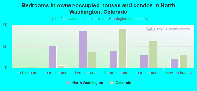 Bedrooms in owner-occupied houses and condos in North Washington, Colorado