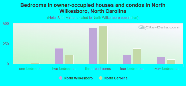 Bedrooms in owner-occupied houses and condos in North Wilkesboro, North Carolina