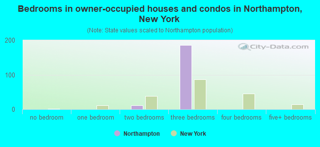 Bedrooms in owner-occupied houses and condos in Northampton, New York