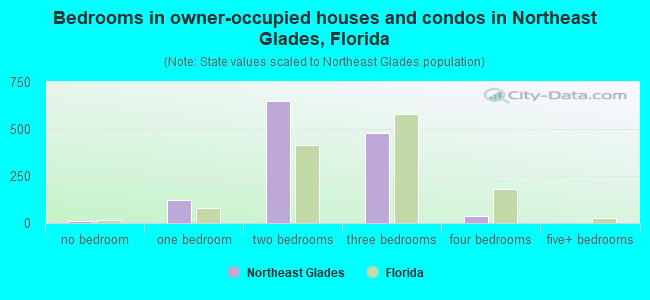 Bedrooms in owner-occupied houses and condos in Northeast Glades, Florida