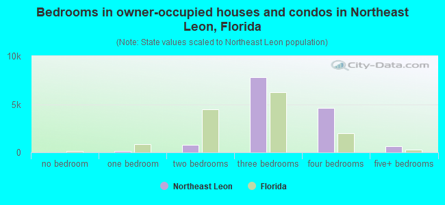 Bedrooms in owner-occupied houses and condos in Northeast Leon, Florida