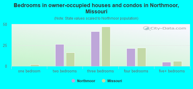 Bedrooms in owner-occupied houses and condos in Northmoor, Missouri