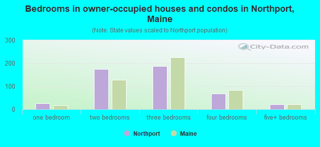 Bedrooms in owner-occupied houses and condos in Northport, Maine