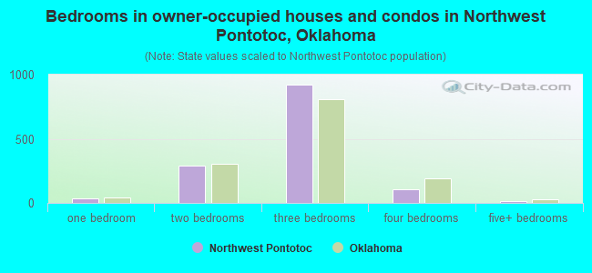 Bedrooms in owner-occupied houses and condos in Northwest Pontotoc, Oklahoma