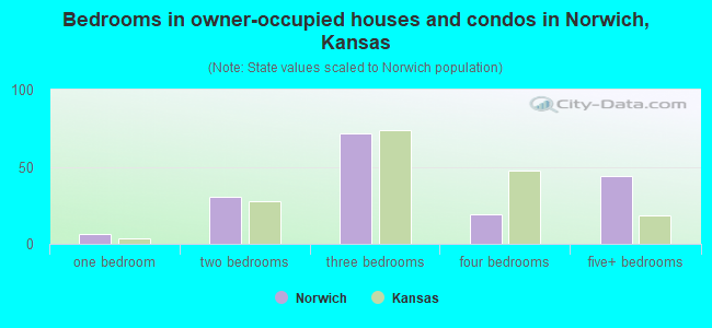 Bedrooms in owner-occupied houses and condos in Norwich, Kansas